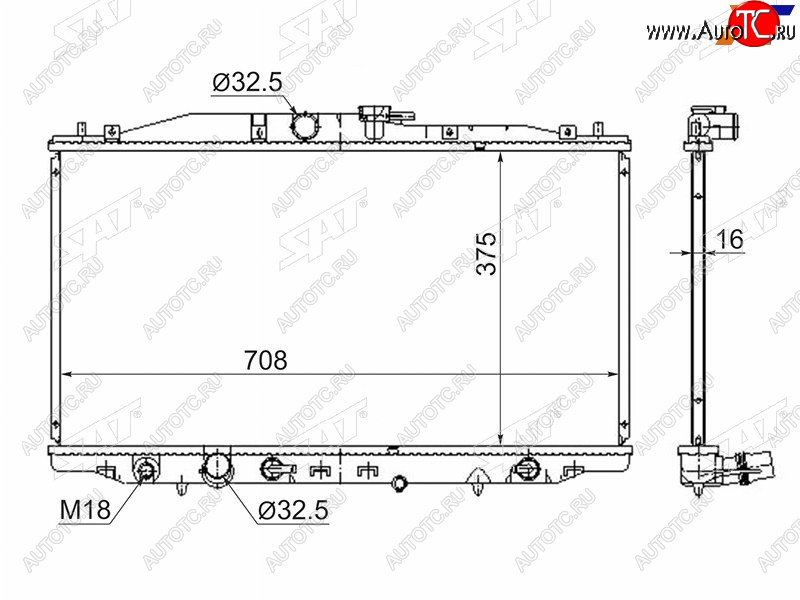 7 949 р. Радиатор SAT  Honda Accord ( CL,  CM) (2002-2008) седан дорестайлинг, универсал дорестайлинг, седан рестайлинг, универсал рестайлинг  с доставкой в г. Таганрог