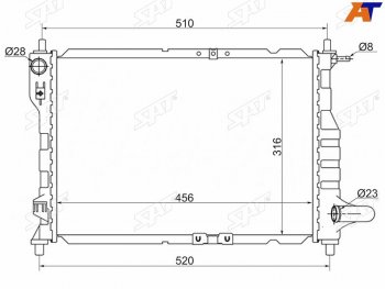 2 389 р. Радиатор SAT  Chevrolet Spark  M200,250 (2005-2010), Daewoo Matiz  M100 (1998-2000)  с доставкой в г. Таганрог. Увеличить фотографию 1