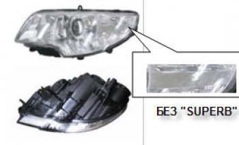 Левая фара (c электрокорректором) DEPO Skoda Superb B6 (3T) лифтбэк дорестайлинг (2008-2013)