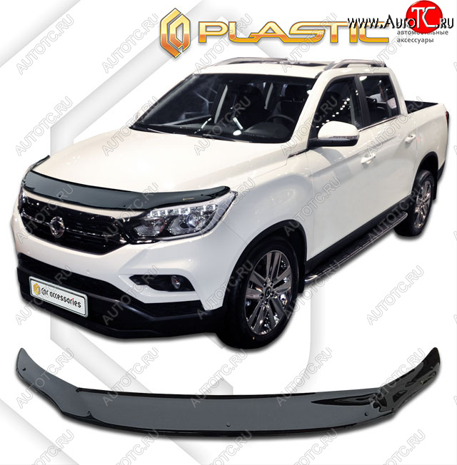 2 599 р. Дефлектор капота CA-Plastic  SSANGYONG Rexton Sports  Q200 (2018-2021) (classic черный, без надписи)  с доставкой в г. Таганрог