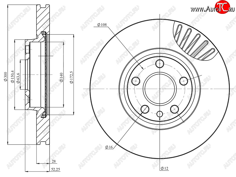 3 499 р. Диск тормозной передний Ø258mm HOSU Ford Focus 3 хэтчбэк дорестайлинг (2010-2015)  с доставкой в г. Таганрог