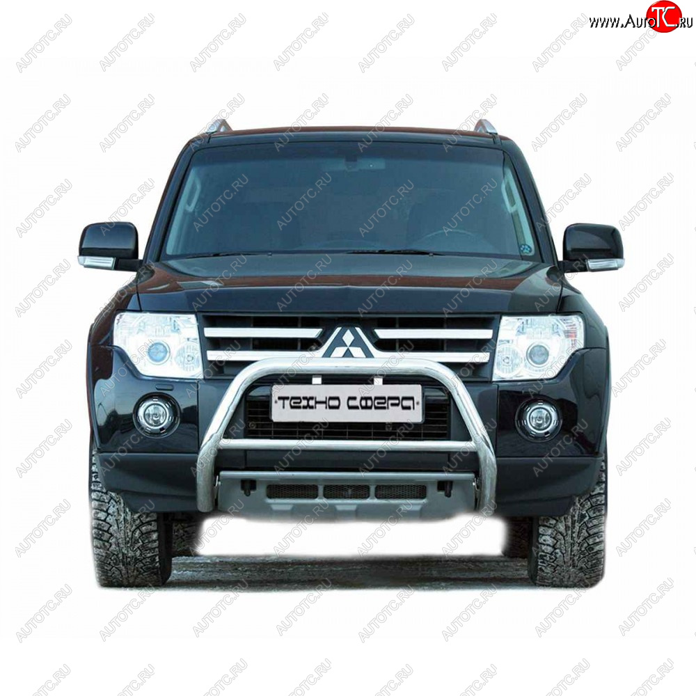 10 599 р. Передок низкий крашенная d63.5, Техно Сфера Mitsubishi Pajero 4 V90 дорестайлинг (2006-2011) (Черный матовый)  с доставкой в г. Таганрог