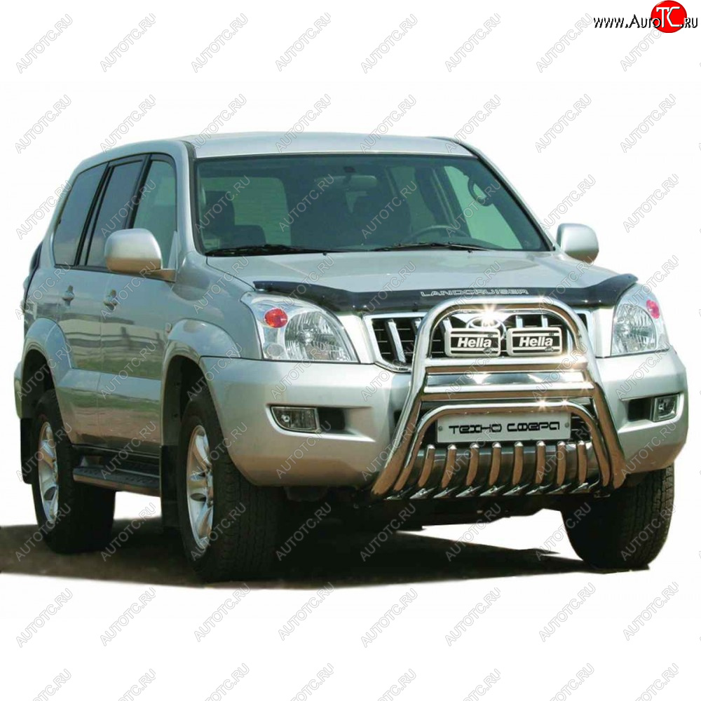 36 699 р.  Передок с защитой двигателя нержавейка d63.5, Техно Сфера  Toyota Land Cruiser Prado  J120 (2002-2009) (Нержавейка)  с доставкой в г. Таганрог