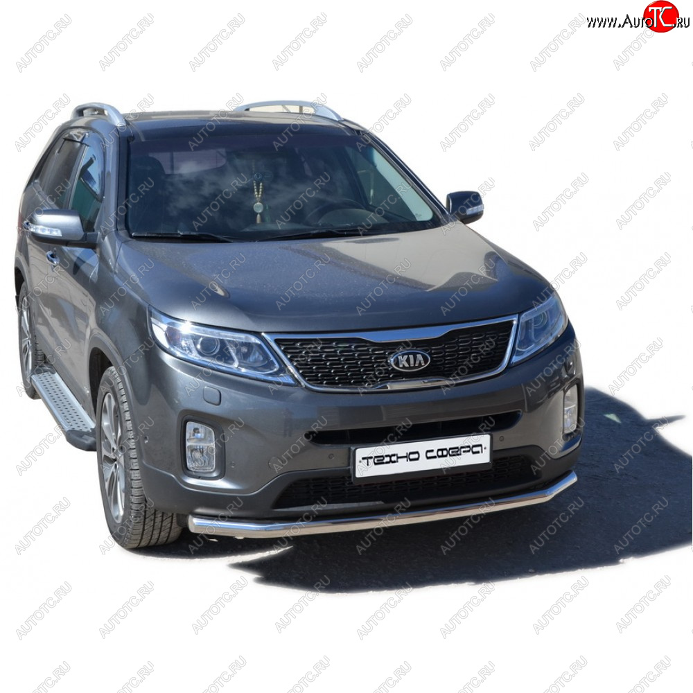 27 799 р. Пороги бумер алюминиевые с резинкой, Техно Сфера KIA Sorento XM рестайлинг (2012-2015) (Черный глянец)  с доставкой в г. Таганрог