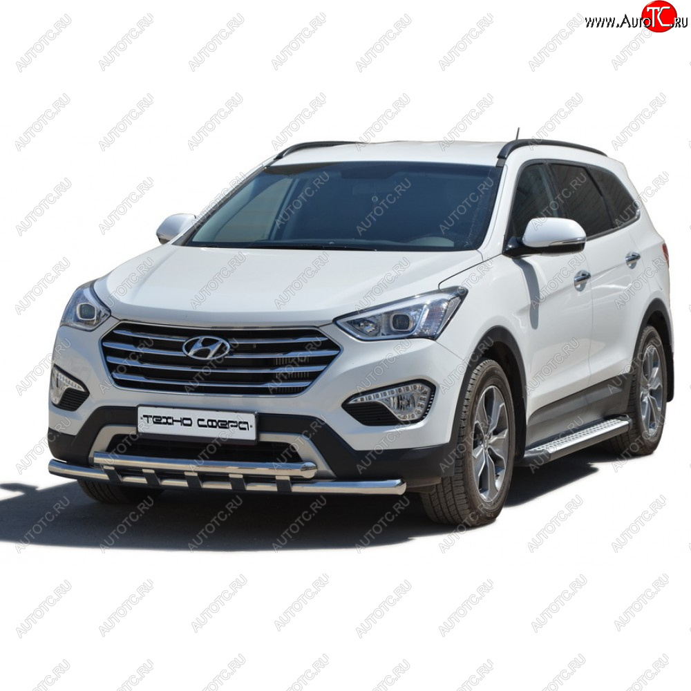 27 799 р. Пороги бумер алюминиевые с резинкой, Техно Сфера  Hyundai Grand Santa Fe  1 DM (2013-2018) дорестайлинг, рестайлинг (Черный глянец)  с доставкой в г. Таганрог