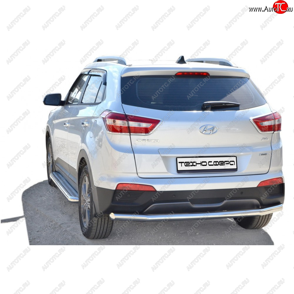 8 799 р. Защита заднего бампера d63,5 Техно Сфера  Hyundai Creta ( GS,  SU) (2015-2022) дорестайлинг, рестайлинг (черный глянцевый)  с доставкой в г. Таганрог