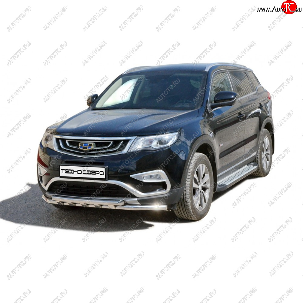 28 899 р. Защита передатруба двойная нержавейка d51, Техно Сфера  Geely Atlas  NL3 (2016-2022) (Нержавейка)  с доставкой в г. Таганрог