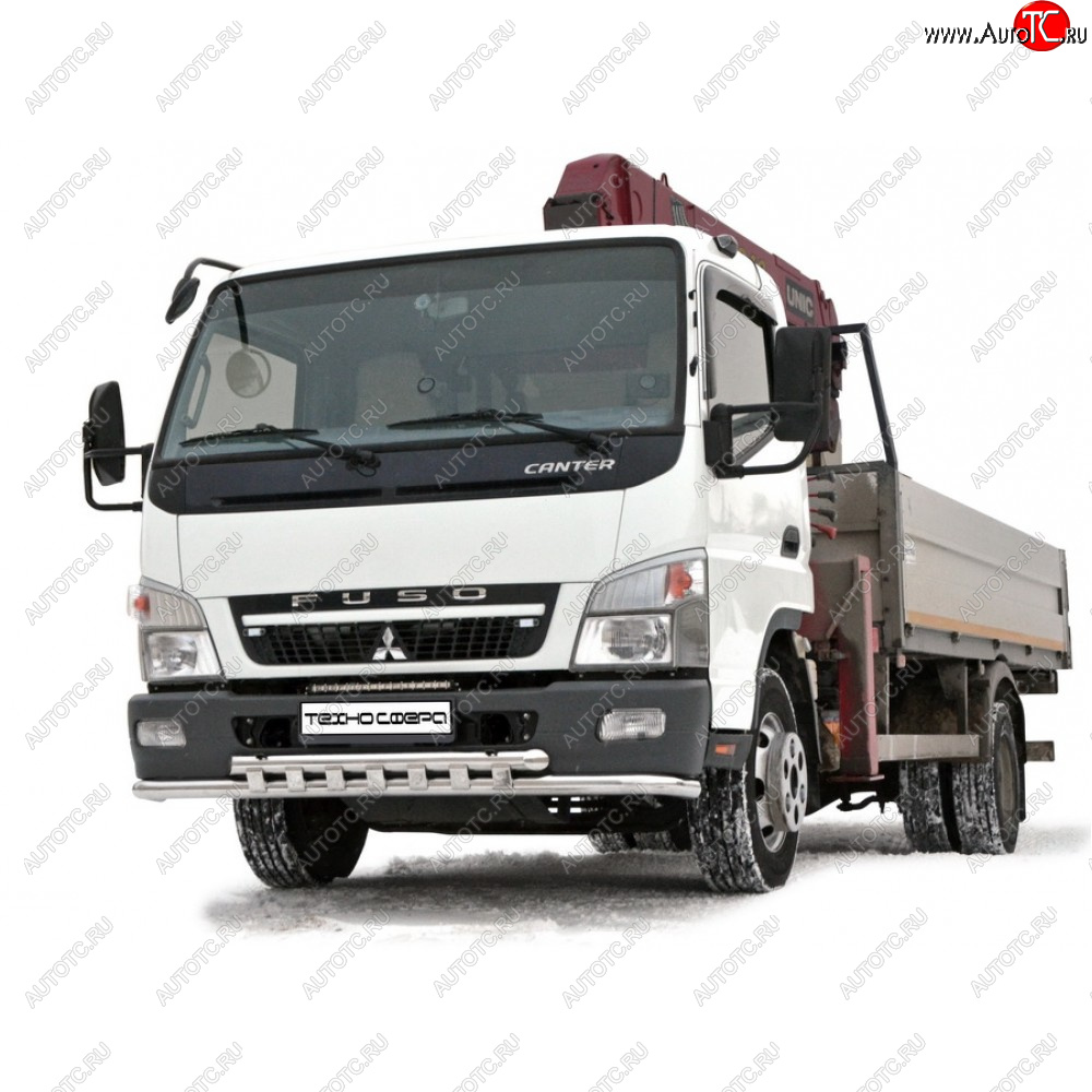 11 399 р. Защита переднего бампера (Труба двойная) Техно Сфера  Mitsubishi Fuso Canter (2000-2024) (белая)  с доставкой в г. Таганрог