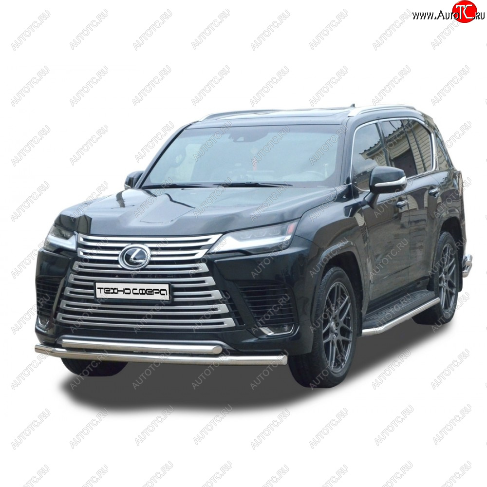 44 999 р. Защита переда труба двойная нержавейка d76, d51, Техно Сфера  Lexus LX600  J310 (2021-2022) (Нержавейка)  с доставкой в г. Таганрог