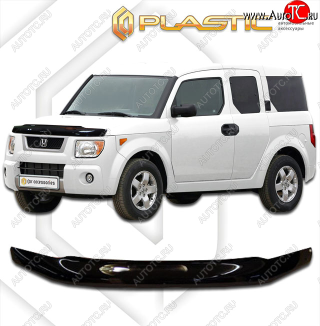 1 999 р. Дефлектор капота CA-Plastic  Honda Element  1 (2003-2008) YH дорестайлинг, YH 1-ый рестайлинг (classic черный, без надписи)  с доставкой в г. Таганрог