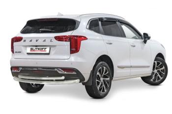 Защита заднего бампера d57+d57 двойная (2WD) Slitkoff Haval Jolion дорестайлинг (2020-2024)