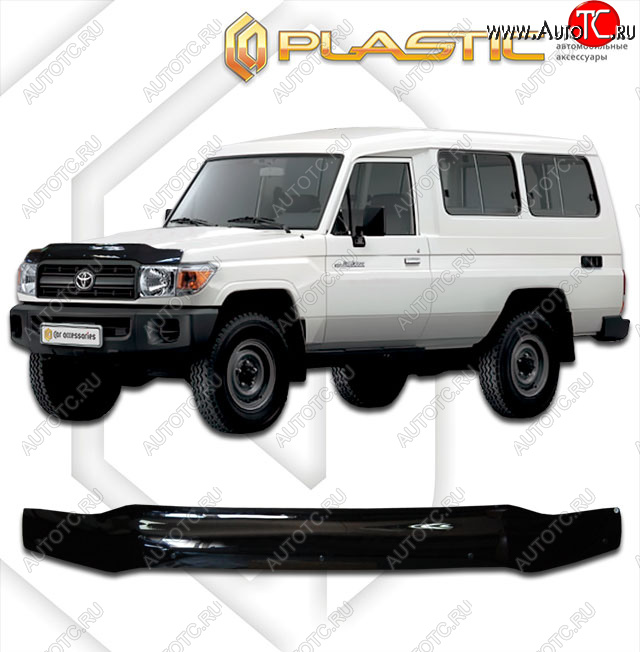 1 979 р. Дефлектор капота CA-Plastic  Toyota Land Cruiser  78 (2007-2023) 3 дв. 3-ий рестайлинг (classic черный, без надписи)  с доставкой в г. Таганрог