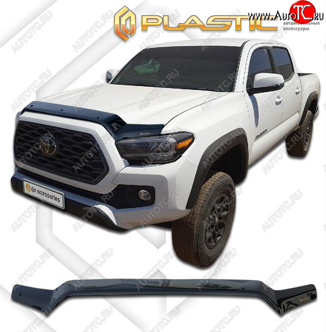 1 979 р. Дефлектор капота CA-Plastic  Toyota Tacoma  N300 (2016-2023) PickUp DoubleCab дорестайлинг, PickUp DoubleCab рестайлинг (Classic черный)  с доставкой в г. Таганрог