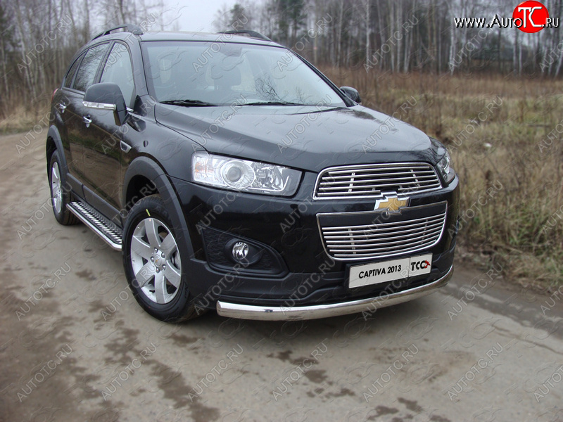 17 749 р. Защита переднего бампера овальная 75х42 мм ТСС тюнинг Chevrolet Captiva 2-ой рестайлинг (2013-2016) (нержавейка)  с доставкой в г. Таганрог