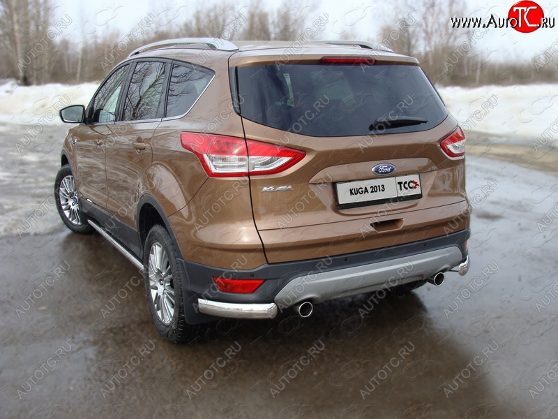 1 000 000 р. Защита задняя уголки овальные 75х42 мм, ТСС Тюнинг Ford Kuga 2 дорестайлинг (2013-2016)  с доставкой в г. Таганрог