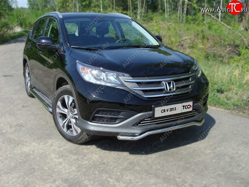 10 949 р. Защита переднего бампера кенгурин короткий d42,4 мм ТСС Тюнинг Honda CR-V RM1,RM3,RM4 дорестайлинг (2012-2015) (нержавейка)  с доставкой в г. Таганрог