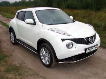 1 000 000 р. Защита переднего бампера нижняя d42,4 мм ТСС Тюнинг  Nissan Juke  1 YF15 (2010-2014) дорестайлинг (нержавейка)  с доставкой в г. Таганрог. Увеличить фотографию 1