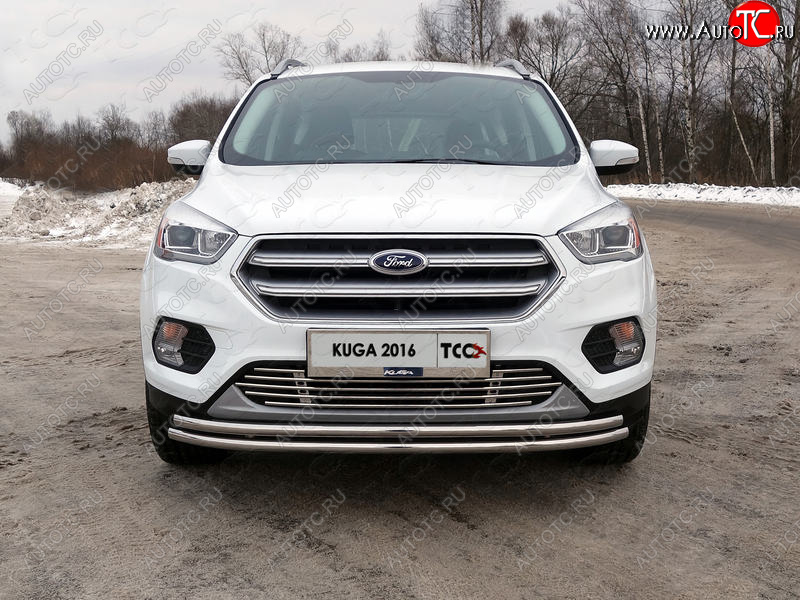 6 449 р. Рамка гос. номера ТСС Тюнинг  Ford Kuga  2 (2016-2019) рестайлинг (нержавейка)  с доставкой в г. Таганрог