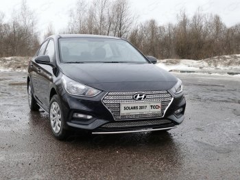 6 449 р. Рамка гос. номера ТСС Тюнинг  Hyundai Solaris  HCR (2017-2020) седан дорестайлинг (нержавейка)  с доставкой в г. Таганрог. Увеличить фотографию 1