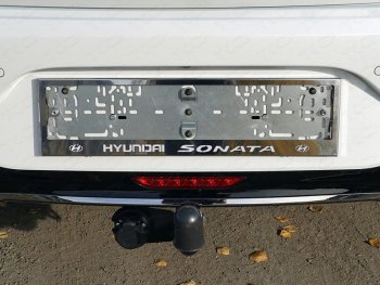 6 449 р. Рамка гос. номера ТСС Тюнинг  Hyundai Sonata  DN8 (2019-2022) (нержавейка)  с доставкой в г. Таганрог. Увеличить фотографию 1