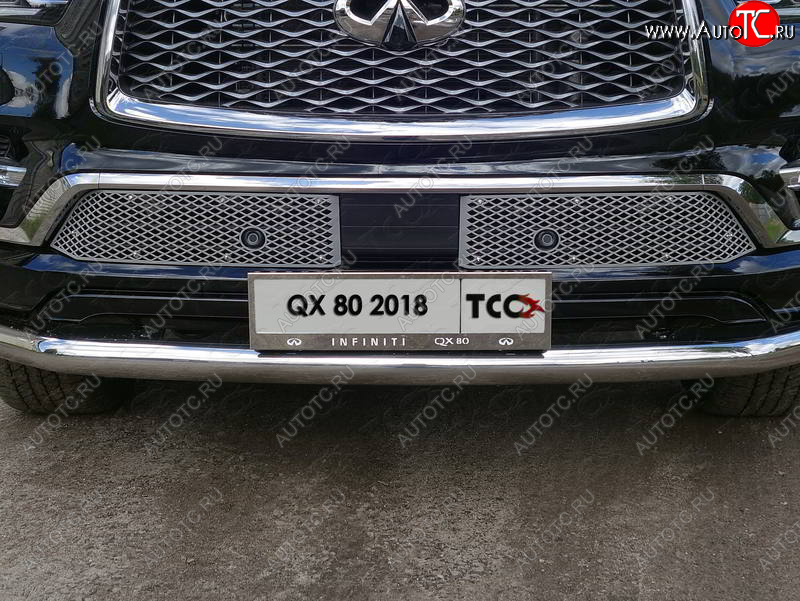 6 449 р. Рамка гос. номера ТСС Тюнинг  INFINITI QX80  Z62 (2018-2024) 2-ой рестайлинг (нержавейка)  с доставкой в г. Таганрог