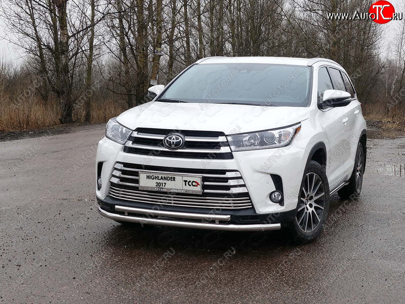 6 449 р. Рамка гос. номера ТСС Тюнинг Toyota Highlander XU50 рестайлинг (2016-2020) (нержавейка)  с доставкой в г. Таганрог