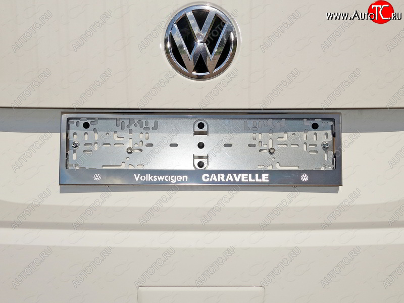 6 449 р. Рамка гос. номера ТСС Тюнинг Volkswagen Caravelle T6 дорестайлинг (2015-2019) (нержавейка)  с доставкой в г. Таганрог