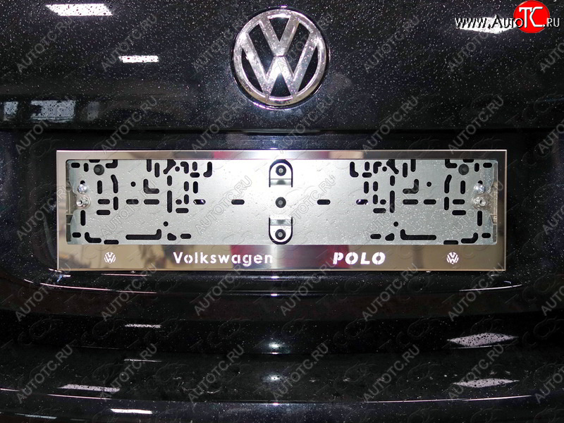 6 449 р. Рамка гос. номера ТСС Тюнинг Volkswagen Polo 5 седан рестайлинг (2015-2020) (нержавейка)  с доставкой в г. Таганрог