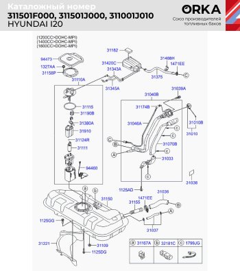 11 499 р. Топливный бак (антикоррозия)сталь Hyundai i20 PB хэтчбэк дорестайлинг (2008-2012)  с доставкой в г. Таганрог. Увеличить фотографию 11