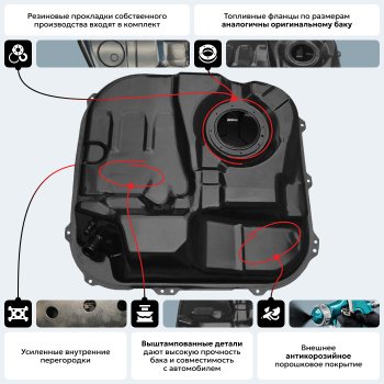 9 999 р. Топливный бак (645х690х245), (Дизель + Бензин), (антикоррозия) сталь ORKA CITROEN C4 aircross (2012-2017)  с доставкой в г. Таганрог. Увеличить фотографию 17