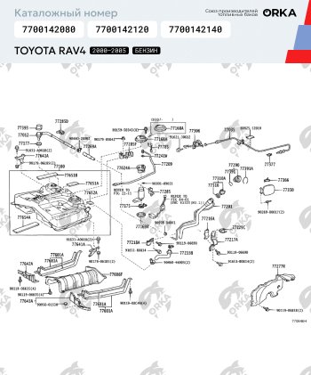 27 999 р. Топливный бак Бензин ORKA Toyota RAV4 CA20 5 дв. дорестайлинг (2000-2003) (антикоррозия)  с доставкой в г. Таганрог. Увеличить фотографию 19