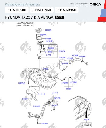 10 849 р. Топливный бак сталь (антикоррозия) Hyundai i20 PB хэтчбэк дорестайлинг (2008-2012)  с доставкой в г. Таганрог. Увеличить фотографию 11