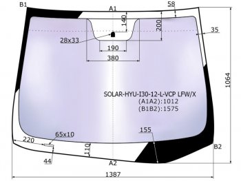 Стекло лобовое (Атермальное) XYG Hyundai I30 2 GD дорестайлинг универсал (2011-2015)