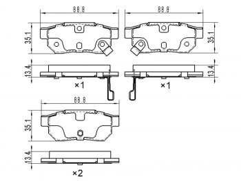 679 р. Колодки тормозные задние RH-LH SAT  Honda Fit ( GP,GK,  3,  3 GP,GK) (2013-2020)  дорестайлинг, GP,GK 1-ый рестайлинг, 2-ой рестайлинг  с доставкой в г. Таганрог. Увеличить фотографию 1