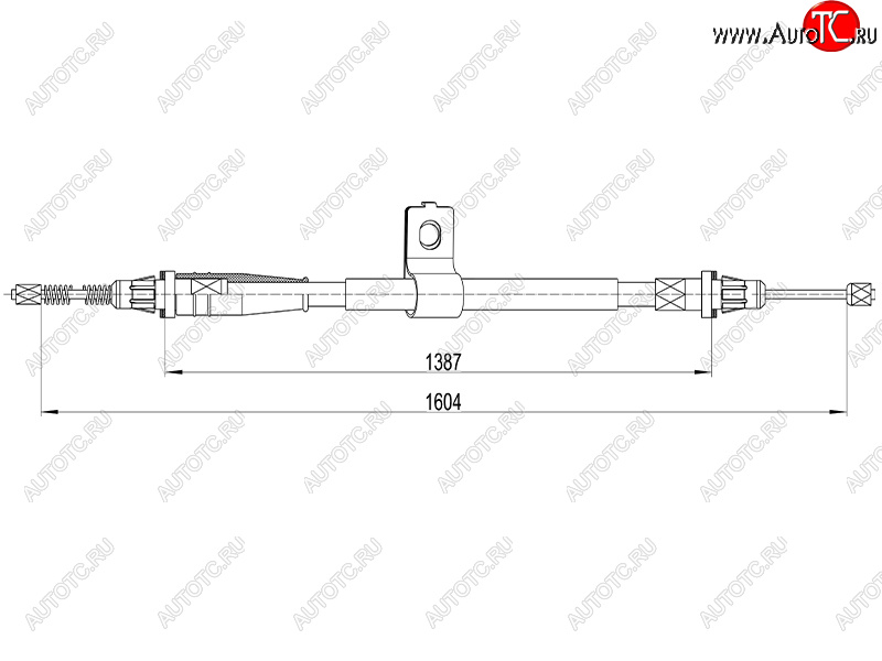 2 889 р. Трос стояночного тормоза RH SAT  Nissan Micra  K12 (2002-2010) 5 дв. дорестайлинг, 5 дв. 2-ой рестайлинг  с доставкой в г. Таганрог