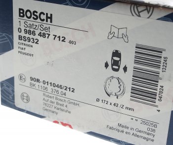 3 389 р. Колодки тормозные задние стояночного тормоза (4шт.) BOSCH Fiat Ducato 244 (2002-2012)  с доставкой в г. Таганрог. Увеличить фотографию 4