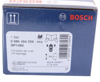 3 299 р. Колодки тормозные передние без отверстий (4шт.) BOSCH Hyundai IX35 LM дорестайлинг (2009-2013)  с доставкой в г. Таганрог. Увеличить фотографию 4