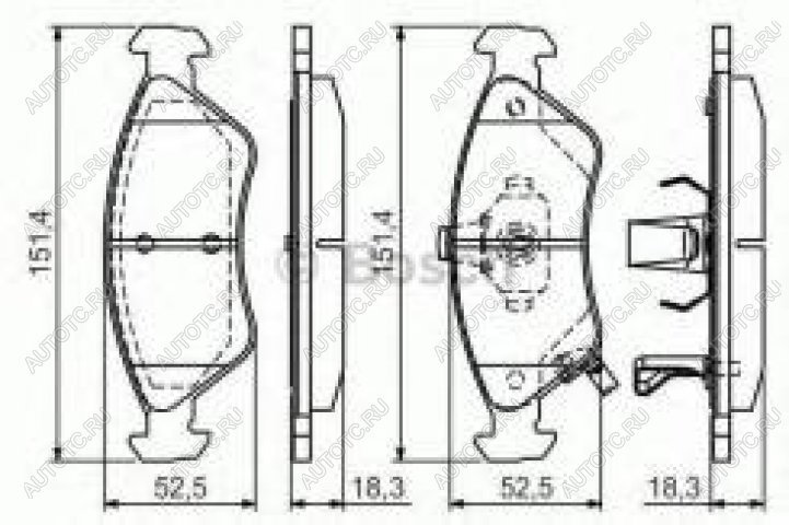 1 329 р. Колодки тормозные передние (4шт.) BOSCH KIA Clarus K9A седан дорестайлинг (1996-1998)  с доставкой в г. Таганрог