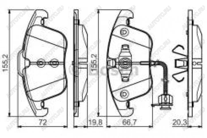 4 199 р. Колодки тормозные передние (4шт.) BOSCH Audi A4 B8 дорестайлинг, седан (2007-2011)  с доставкой в г. Таганрог