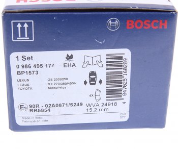 2 599 р. Колодки тормозные задние (4шт.) BOSCH Toyota Highlander XU50 дорестайлинг (2013-2017)  с доставкой в г. Таганрог. Увеличить фотографию 4