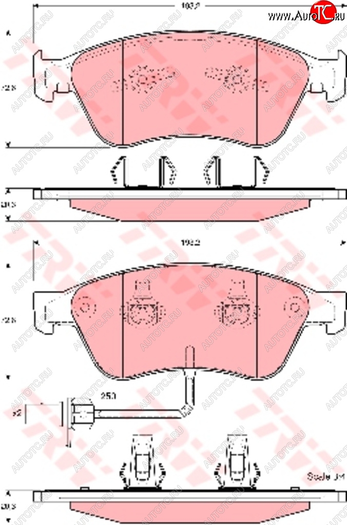 8 649 р. Колодки тормозные передние (4шт.) TRW Audi A8 D3 дорестайлинг (2002-2005)  с доставкой в г. Таганрог