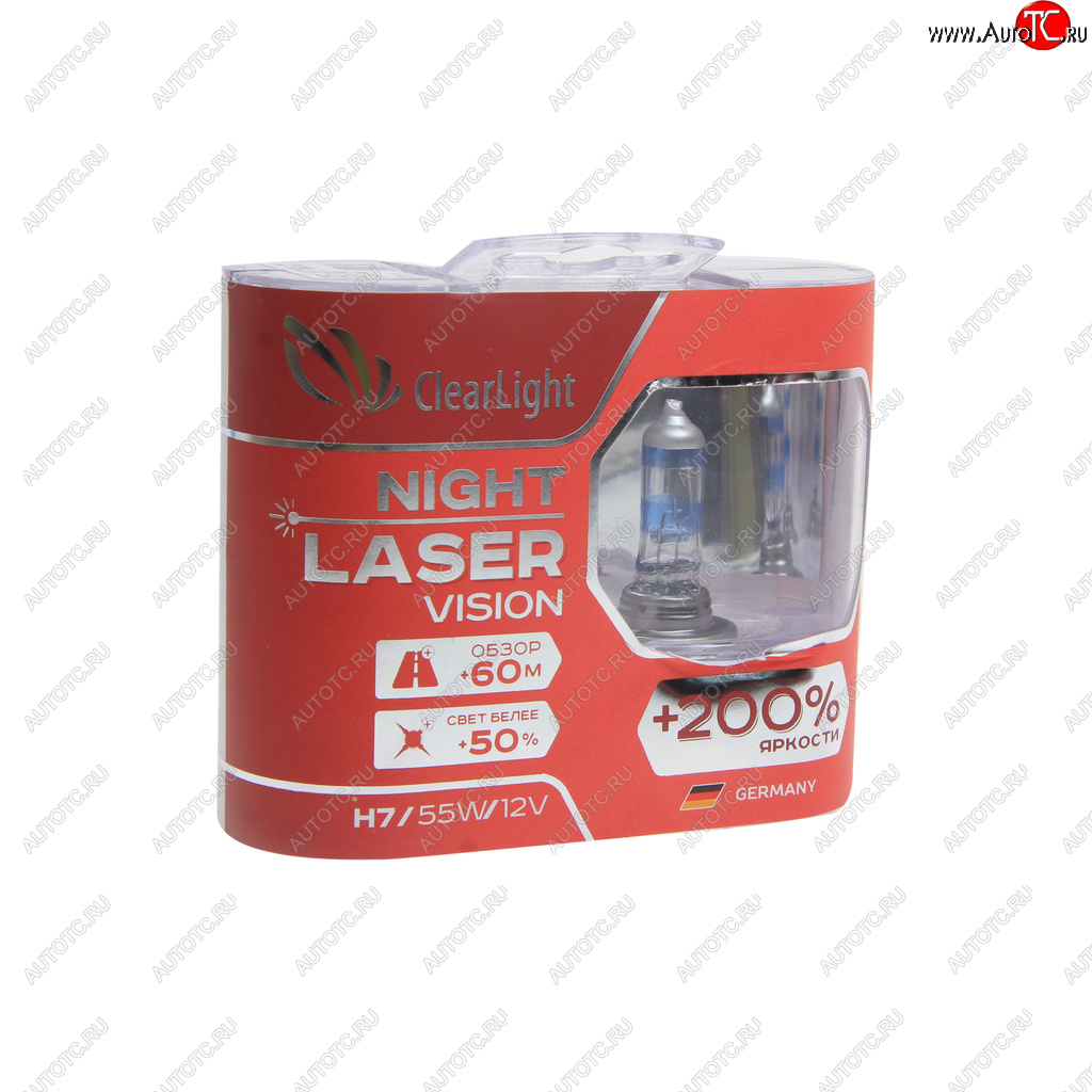 1 059 р. Лампа 12V H7 55W +200% (2шт.) Night Laser Vision CLEARLIGHT Ford Transit цельнометаллический фургон дорестайлинг (1986-1991)  с доставкой в г. Таганрог