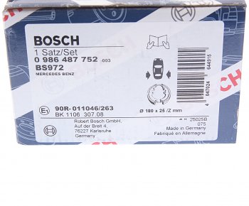 3 279 р. Колодки тормозные задние барабанные (4шт.) BOSCH Mercedes-Benz E-Class W212 дорестайлинг седан (2009-2012)  с доставкой в г. Таганрог. Увеличить фотографию 5