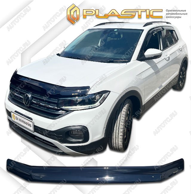 1 999 р. Дефлектор капота CA-Plastic  Volkswagen T-Cross (2019-2025) (серия Classic черный)  с доставкой в г. Таганрог