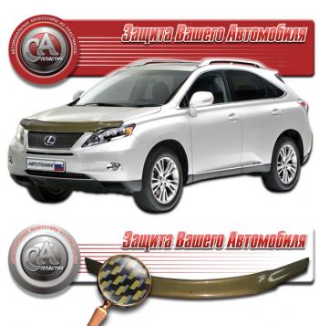 2 149 р. Дефлектор капота на CA-Plastiс  Lexus RX350  AL10 (2008-2015) дорестайлинг, рестайлинг (серия Шелкография карбон золот )  с доставкой в г. Таганрог. Увеличить фотографию 1