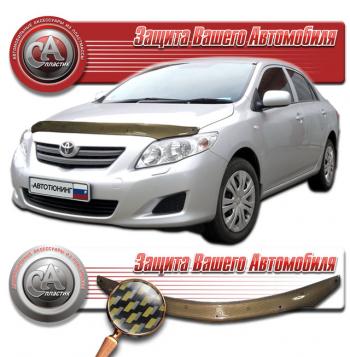 2 149 р. Дефлектор капота CA-Plastiс  Toyota Corolla  E150 (2006-2010) седан дорестайлинг (серия Шелкография карбон золото)  с доставкой в г. Таганрог. Увеличить фотографию 1