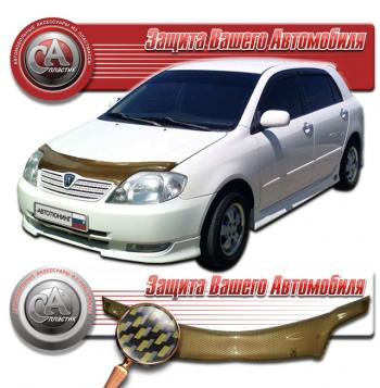 2 299 р. Дефлектор капота CA-Plastiс  Toyota Corolla Runx  E120 (1999-2004) хэтчбэк 5 дв. дорестайлинг, хэтчбэк 5 дв. 1-ый рестайлинг (серия Шелкография карбон золото)  с доставкой в г. Таганрог. Увеличить фотографию 1