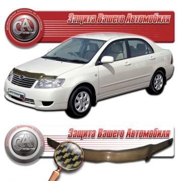 2 149 р. Дефлектор капота CA-Plastiс  Toyota Corolla  E120 (2004-2007) седан рестайлинг (серия Шелкография карбон золото)  с доставкой в г. Таганрог. Увеличить фотографию 1