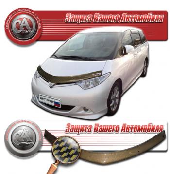 2 199 р. Дефлектор капота CA-Plastiс  Toyota Estima  AHR20,XR50 (2006-2008) дорестайлинг (серия Шелкография карбон золото)  с доставкой в г. Таганрог. Увеличить фотографию 1