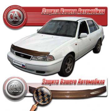 1 989 р. Дефлектор капота CA-Plastiс  Daewoo Nexia  дорестайлинг (1995-2008) (серия Шелкография карбон медь)  с доставкой в г. Таганрог. Увеличить фотографию 1